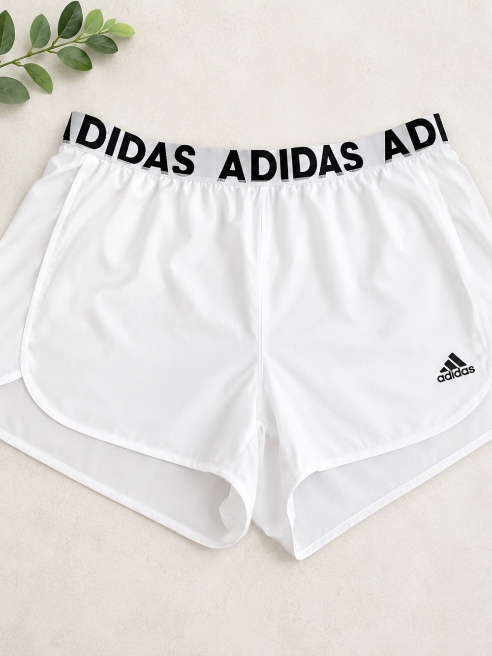 adidas White Athletic Shorts with Branded Elastic Waistband